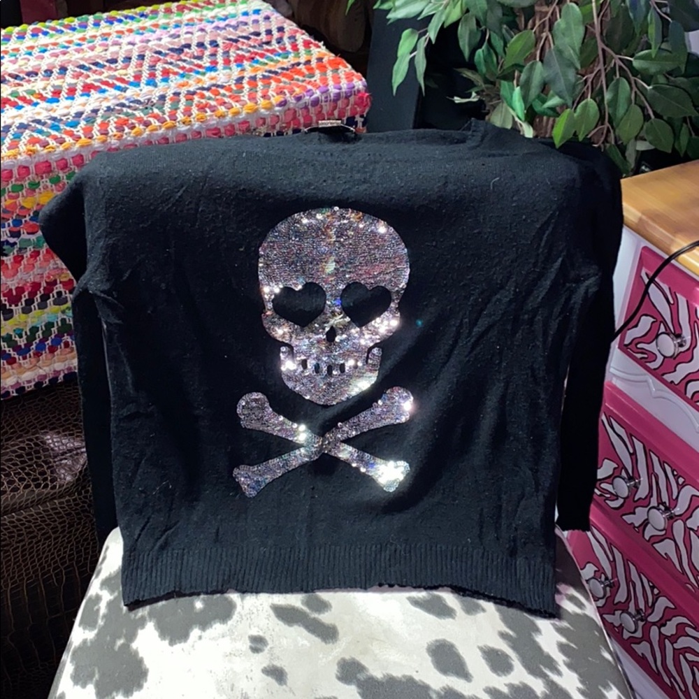 Wildfox sequin skull sweater
